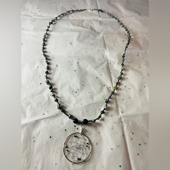 African Turquoise Necklace with DreamCatcher Pendant - Picture 2 of 5